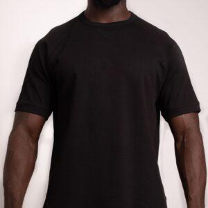 Men's Raglan T-shirt: Twill double-sided cotton, loose fit, short sleeves Black