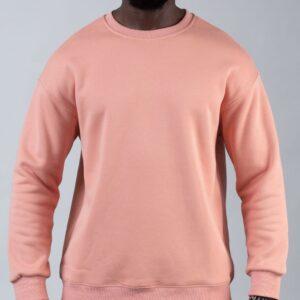 Men's Oversize sweatshirt: 340G Velvet T-shirt , Pink Round neck.