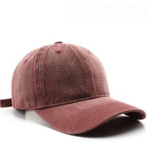 Men’s Vintage Washed Cotton Twill Baseball Cap Wine Red