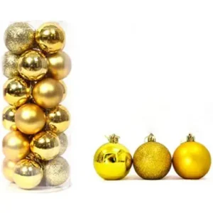 24-piece 4cm Gold Christmas Baubles Ball Ornament Set