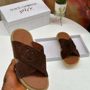 Dolce &amp; Gabbana DG Cut-Out Suede Slides